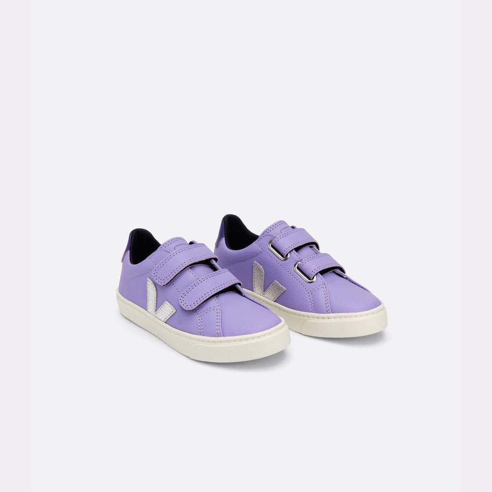 Kids' Veja Esplar Chromefree Lavande Sneakers Orange/Silver/Purple | UAE-95164