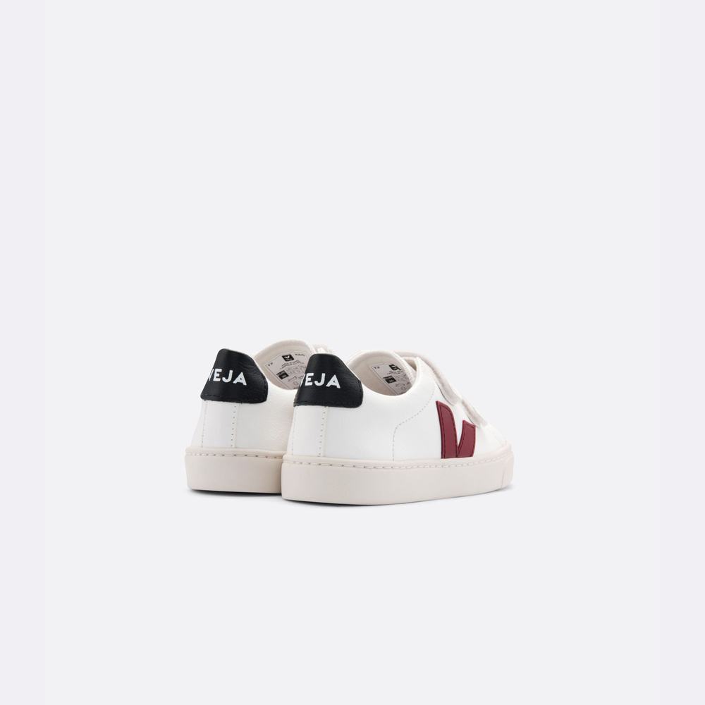 Kids' Veja Esplar Chromefree Leather Sneakers White/Black | UAE-31562