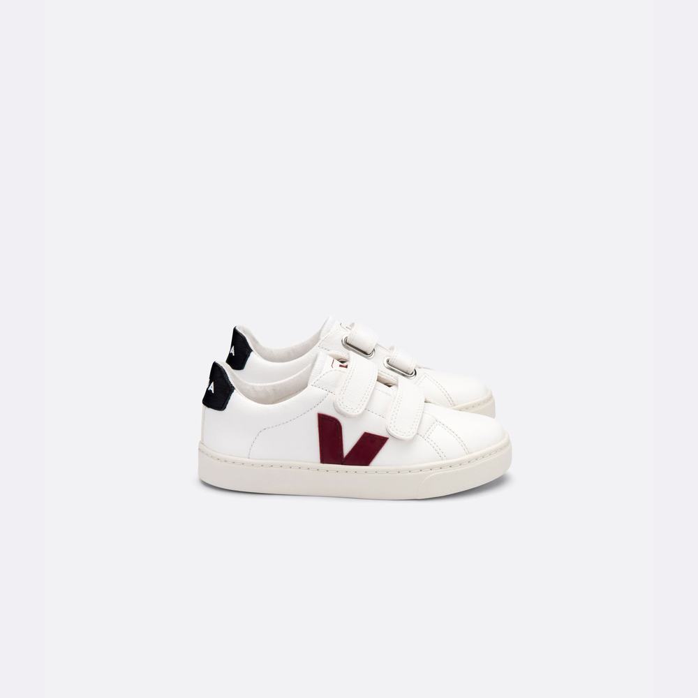 Kids\' Veja Esplar Chromefree Leather Sneakers White/Black | UAE-31562