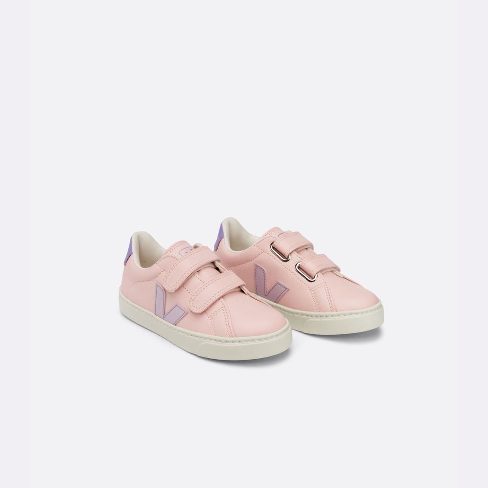 Kids' Veja Esplar Chromefree Leather Sneakers Rose | UAE-37542