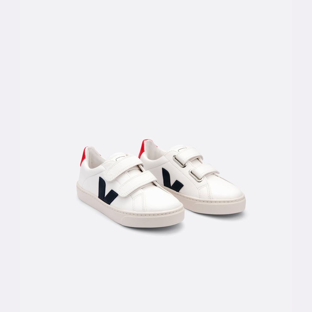 Kids' Veja Esplar Chromefree Leather Sneakers White | UAE-62785