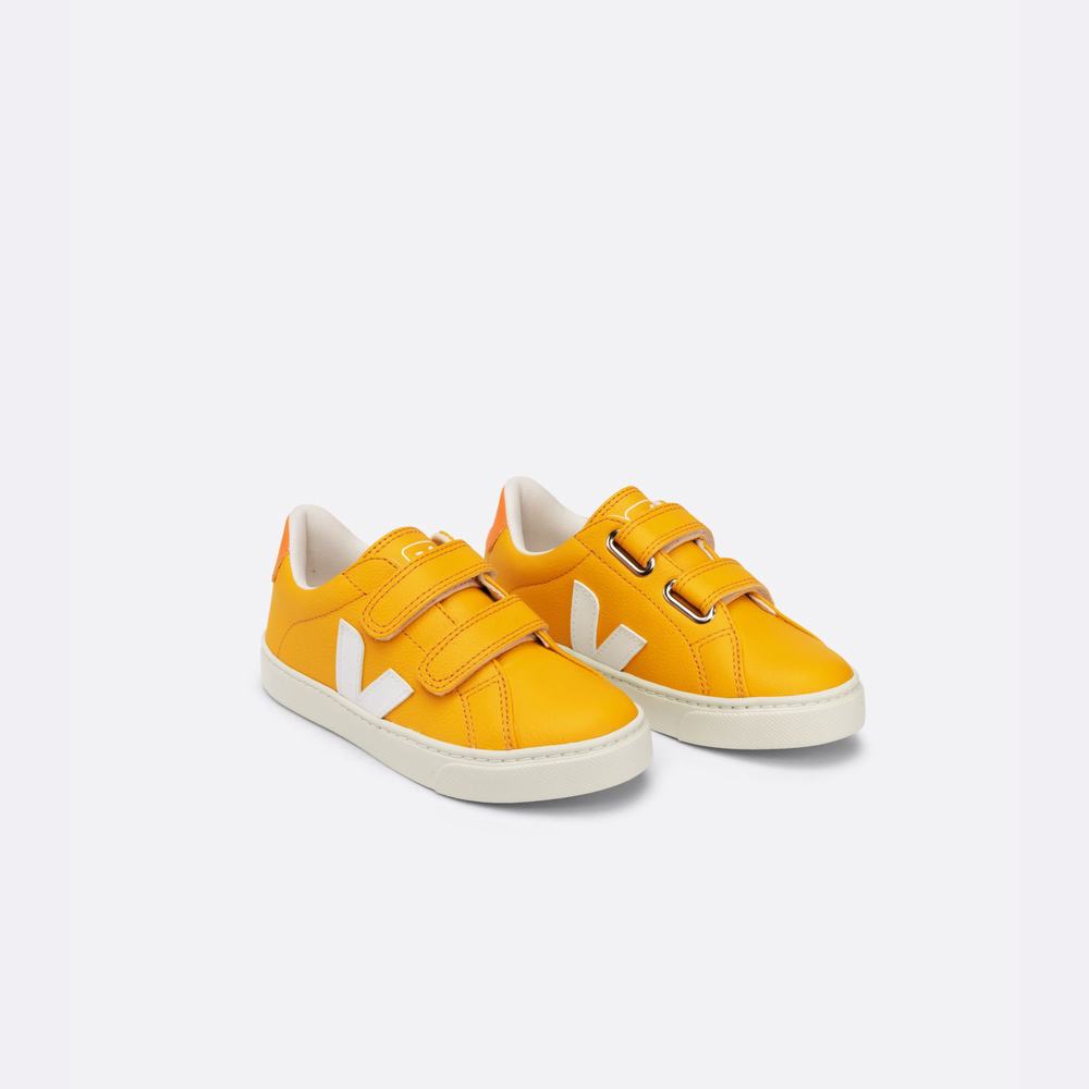 Kids' Veja Esplar Chromefree Leather Sneakers White | UAE-68143