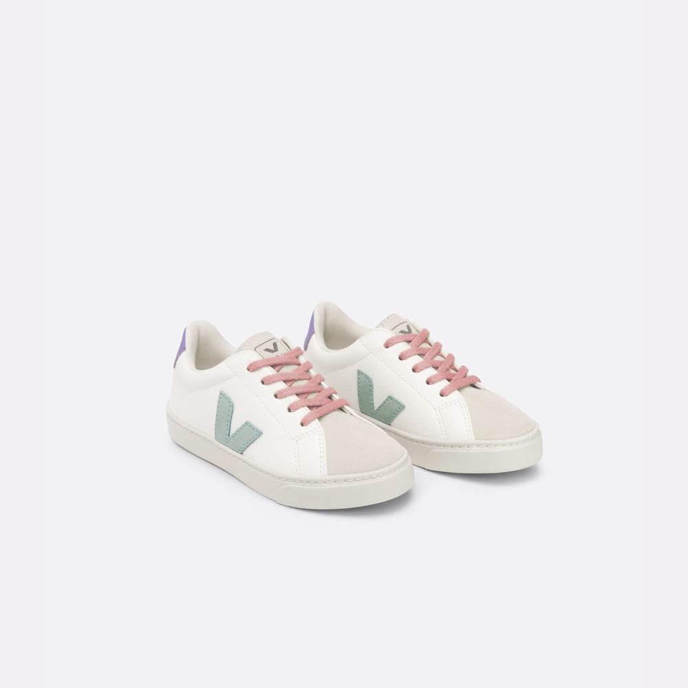 Kids' Veja Esplar Laces Chromefree Sneakers White/Orange | UAE-49723