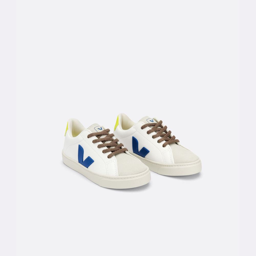 Kids' Veja Esplar Laces Chromefree Sneakers White/Indigo | UAE-96851