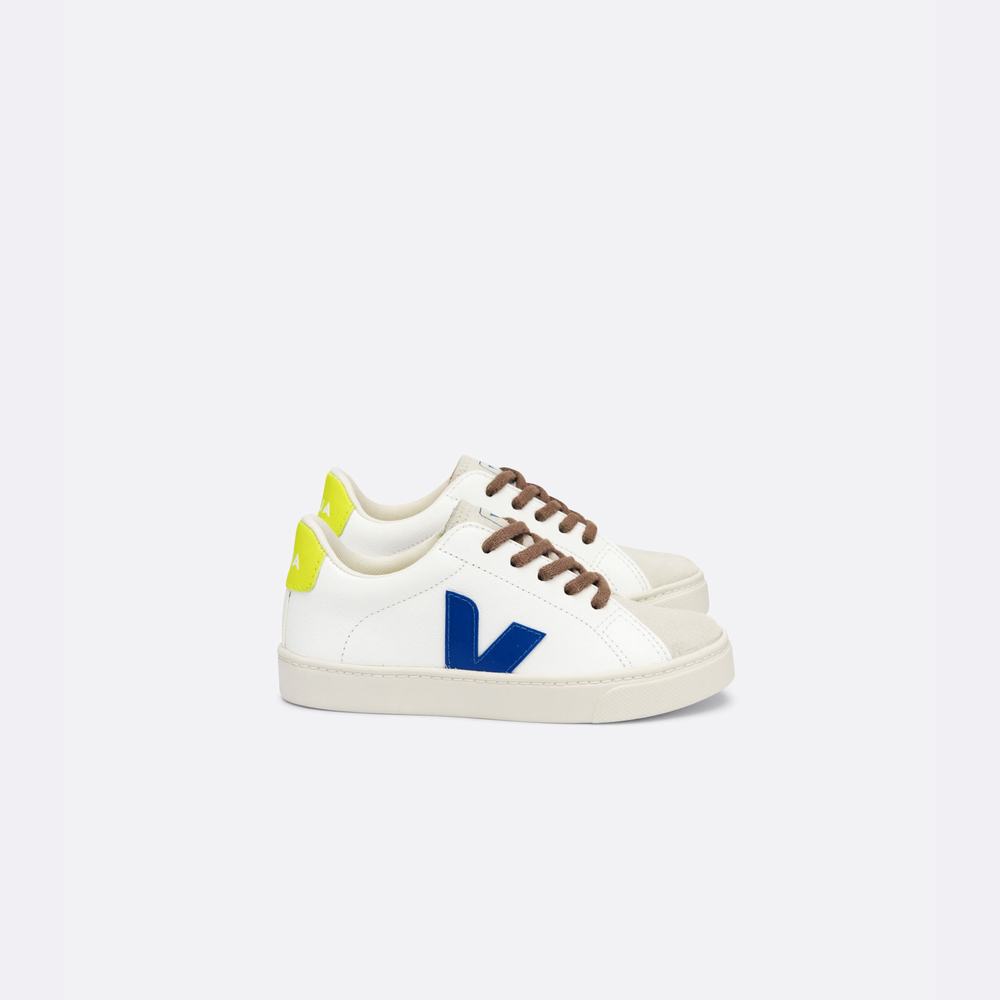 Kids\' Veja Esplar Laces Chromefree Sneakers White/Indigo | UAE-96851