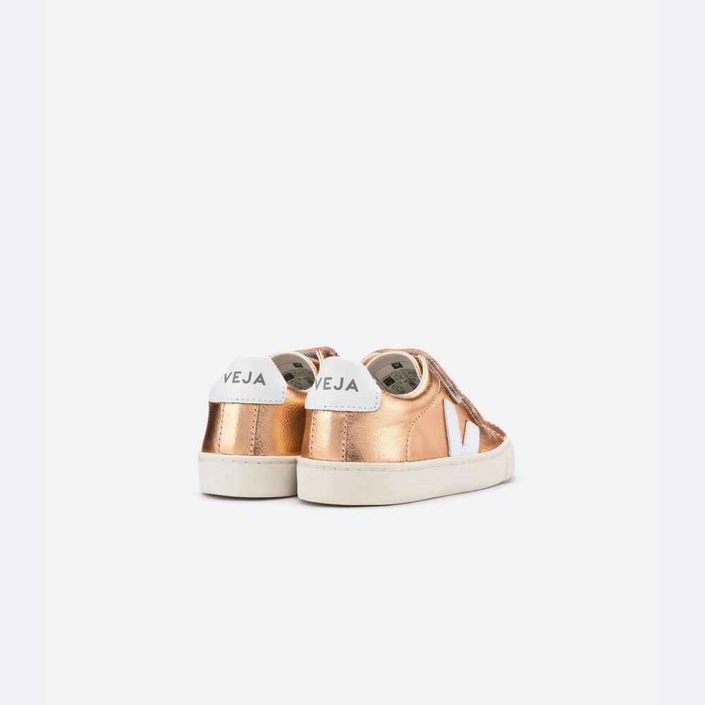 Kids' Veja Esplar Leather Sneakers White | UAE-29613