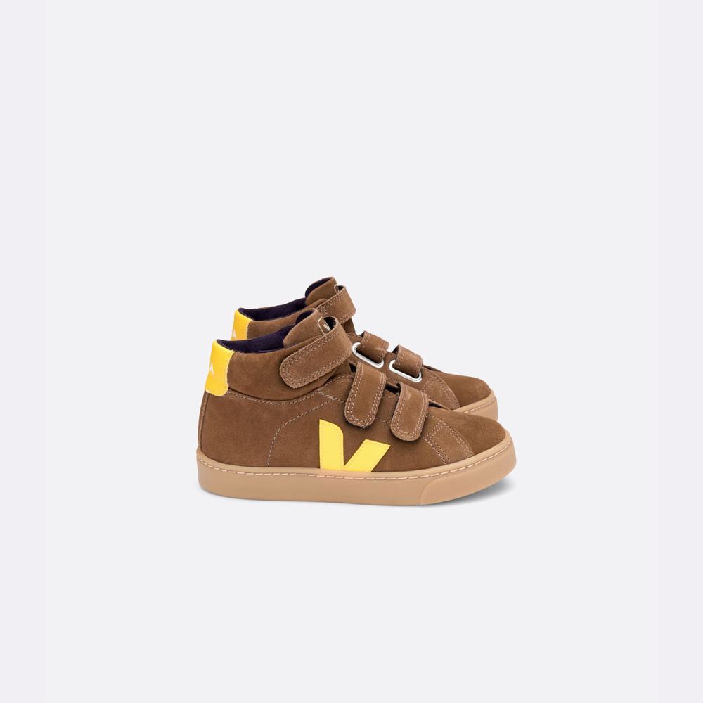 Kids\' Veja Esplar Mid Suede Sneakers Brown | UAE-24039