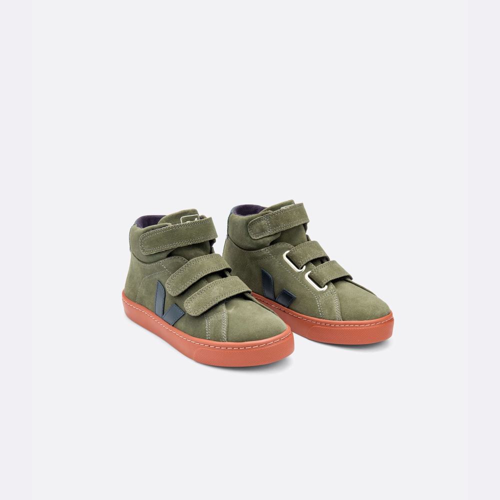 Kids' Veja Esplar Mid Suede Sneakers Green | UAE-31264