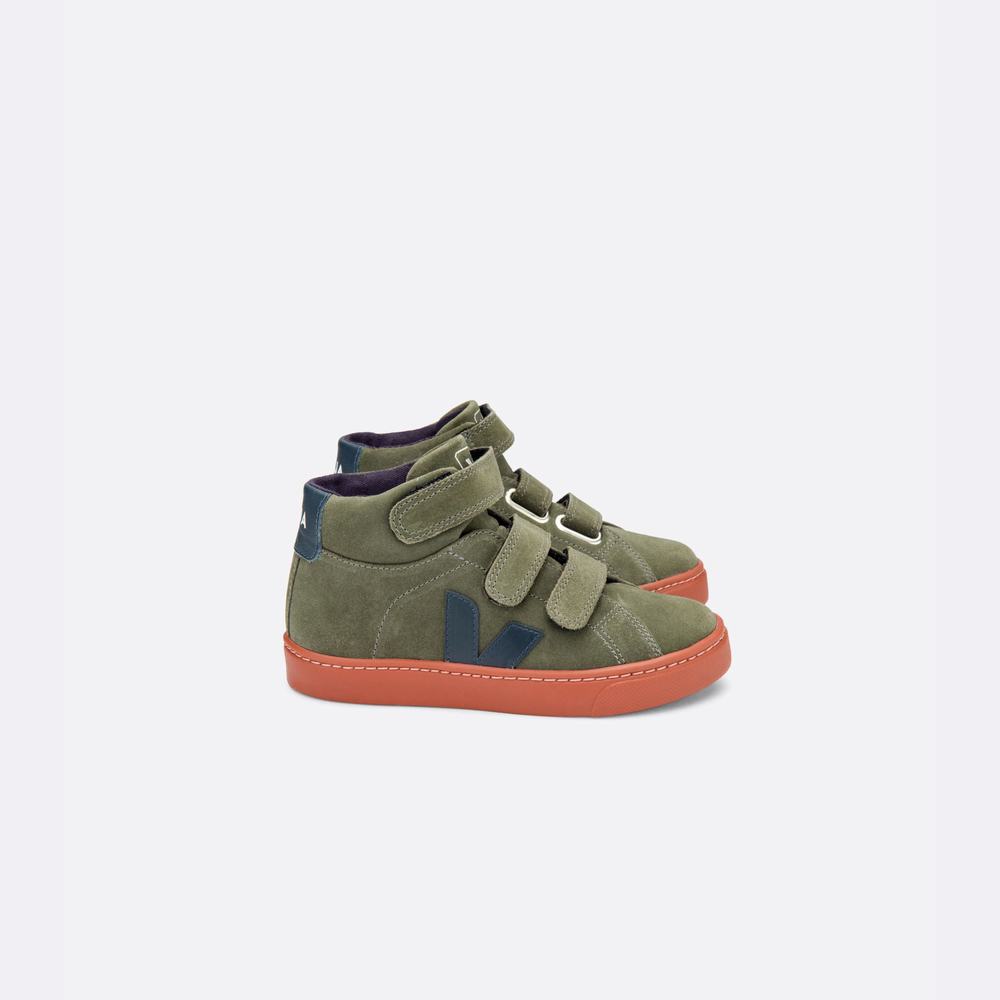 Kids\' Veja Esplar Mid Suede Sneakers Green | UAE-31264