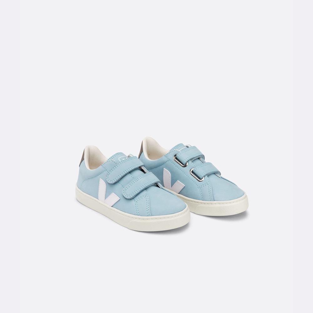 Kids' Veja Esplar Nubuck Sneakers Grey/White | UAE-13759