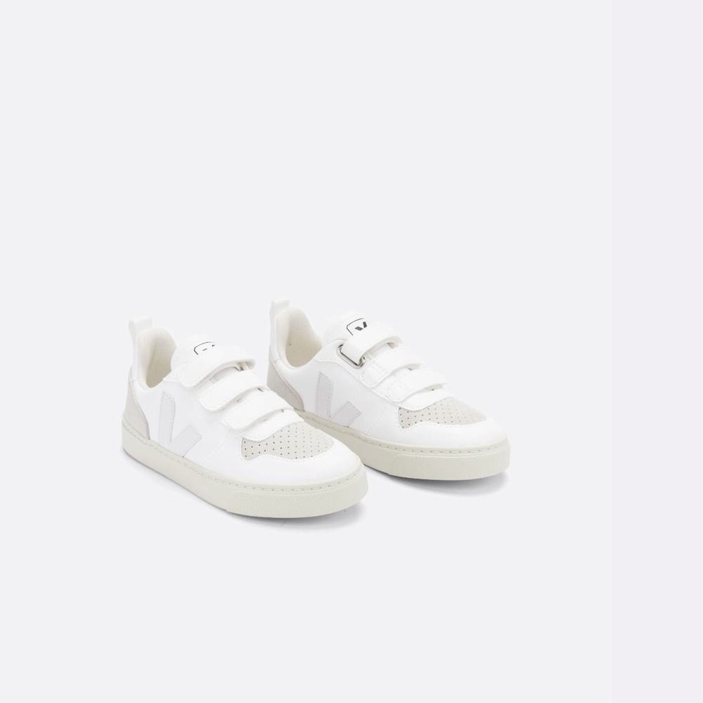 Kids' Veja V-10 Cwl Sneakers White/Beige | UAE-24079