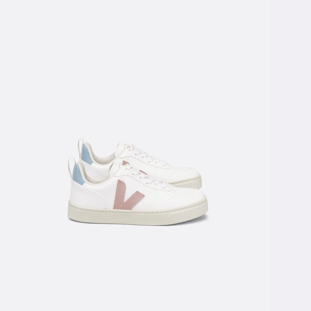 Kids\' Veja V-10 Lace Cwl Sneakers White/Blue | UAE-07432