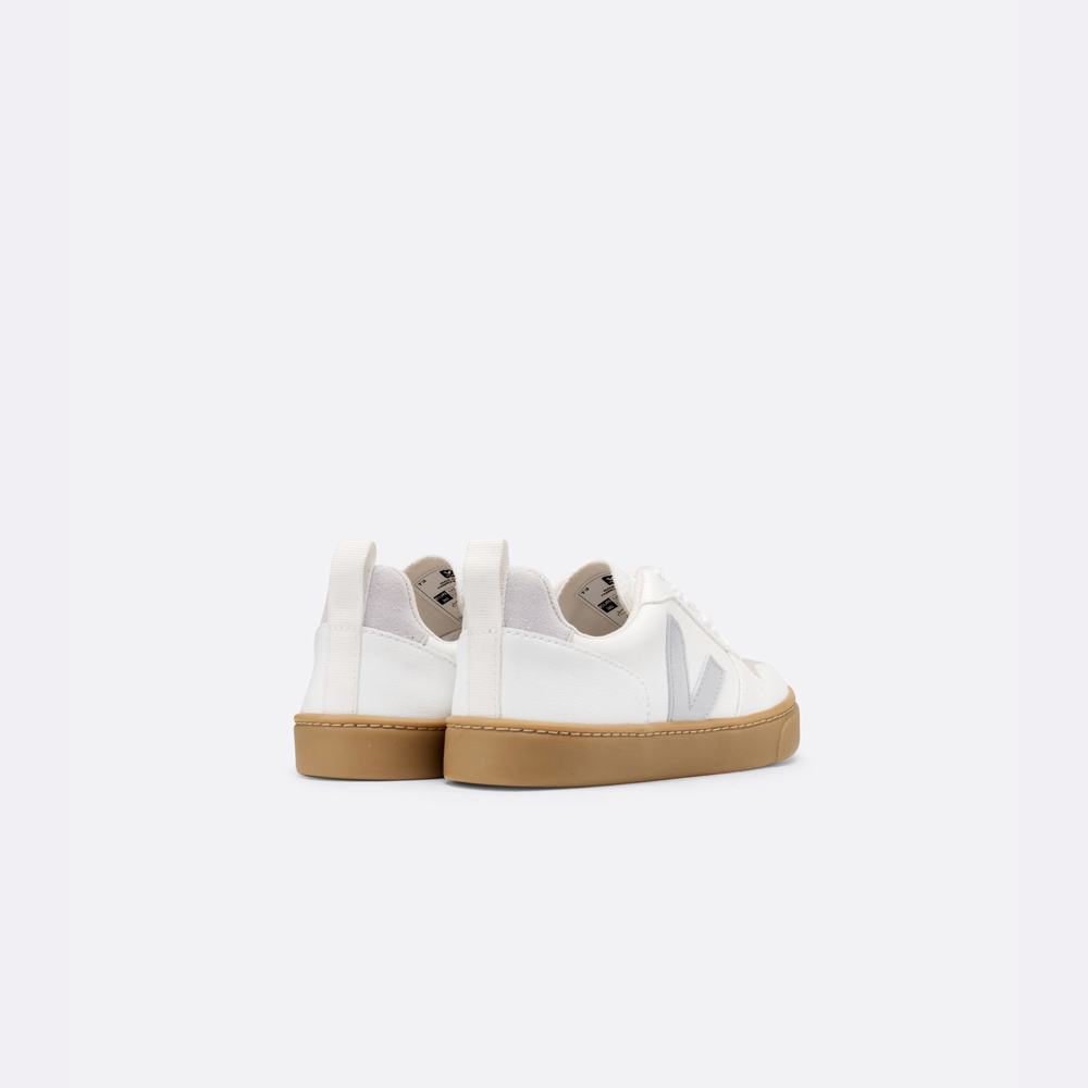 Kids' Veja V-10 Lace Cwl Sneakers White/Beige | UAE-19452