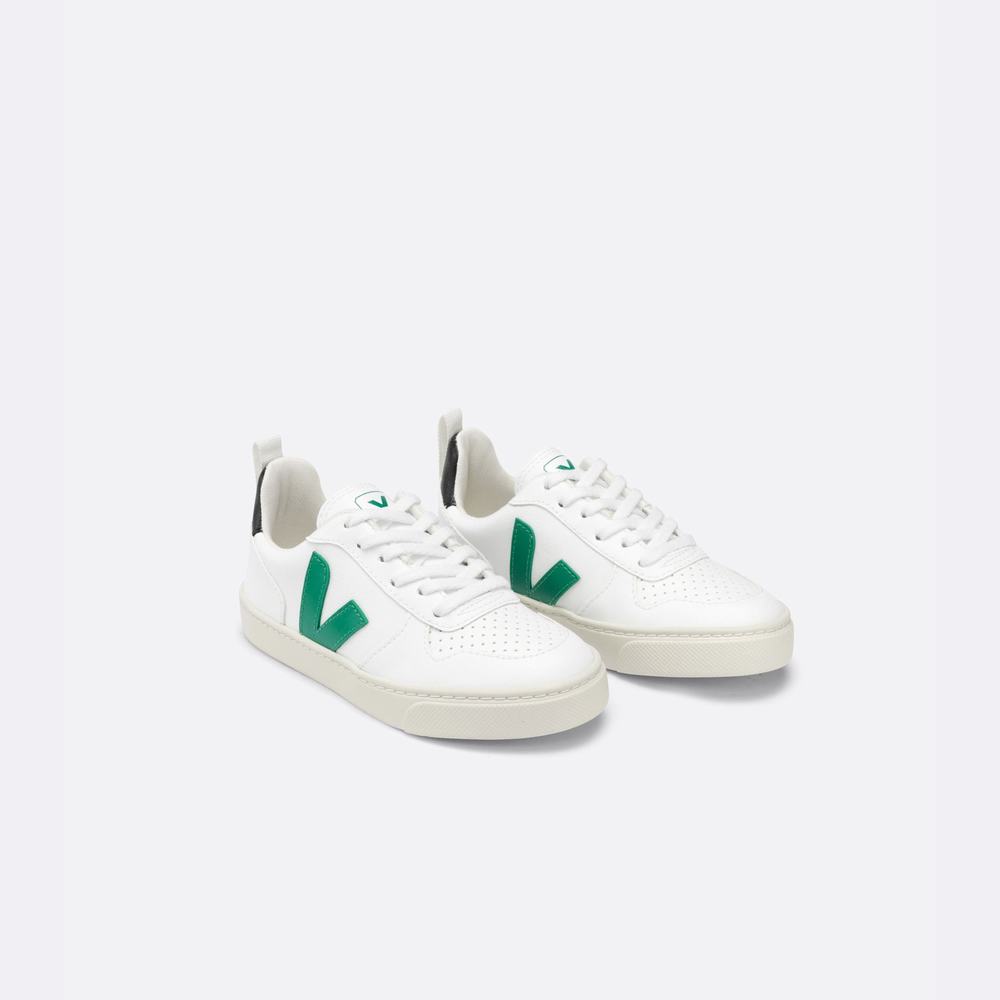 Kids' Veja V-10 Lace Cwl Sneakers White/Black | UAE-91240