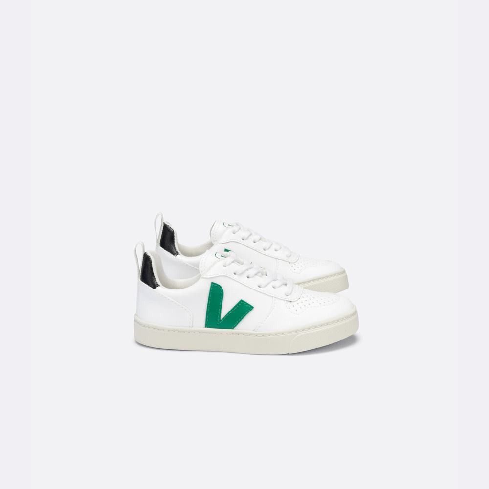 Kids\' Veja V-10 Lace Cwl Sneakers White/Black | UAE-91240