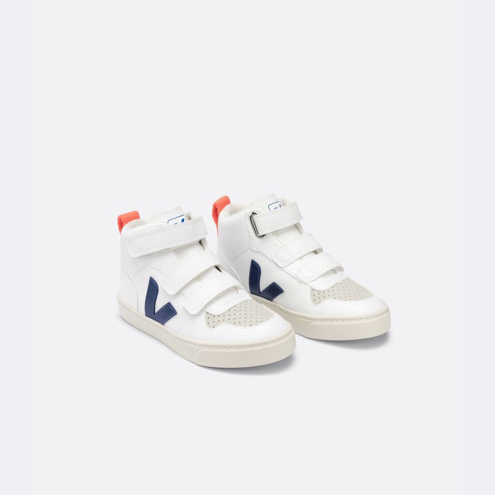 Kids' Veja V-10 Mid Cwl Sneakers White/Orange | UAE-04367