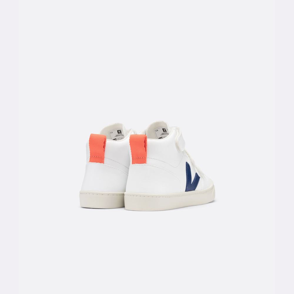 Kids' Veja V-10 Mid Cwl Sneakers White/Orange | UAE-04367