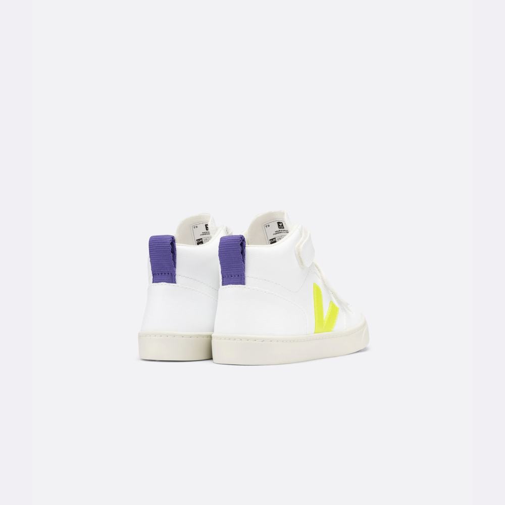 Kids' Veja V-10 Mid Cwl Sneakers White/Purple | UAE-35497