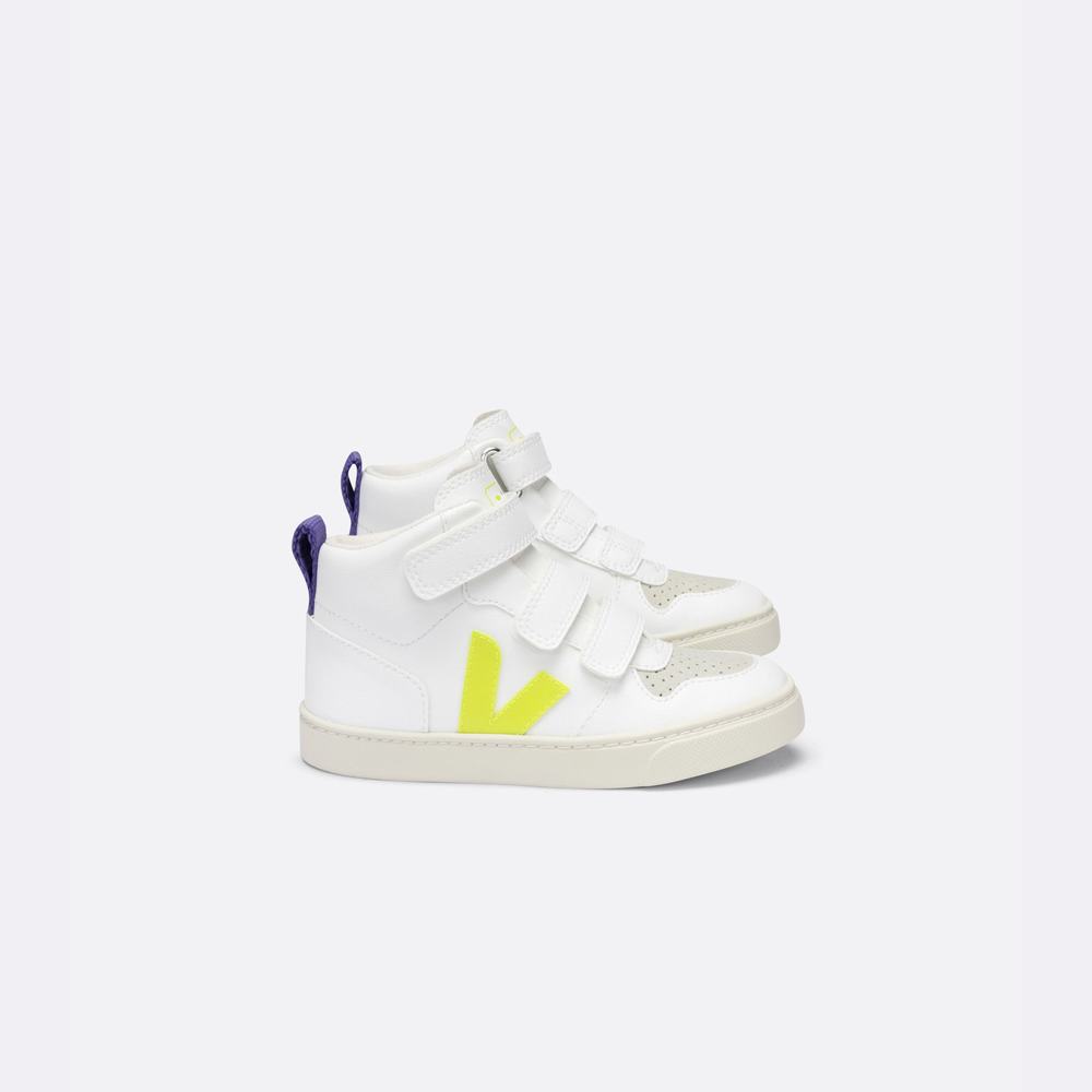 Kids\' Veja V-10 Mid Cwl Sneakers White/Purple | UAE-35497