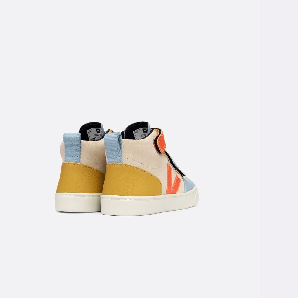 Kids' Veja V-10 Mid Suede Sneakers Lemon | UAE-42803