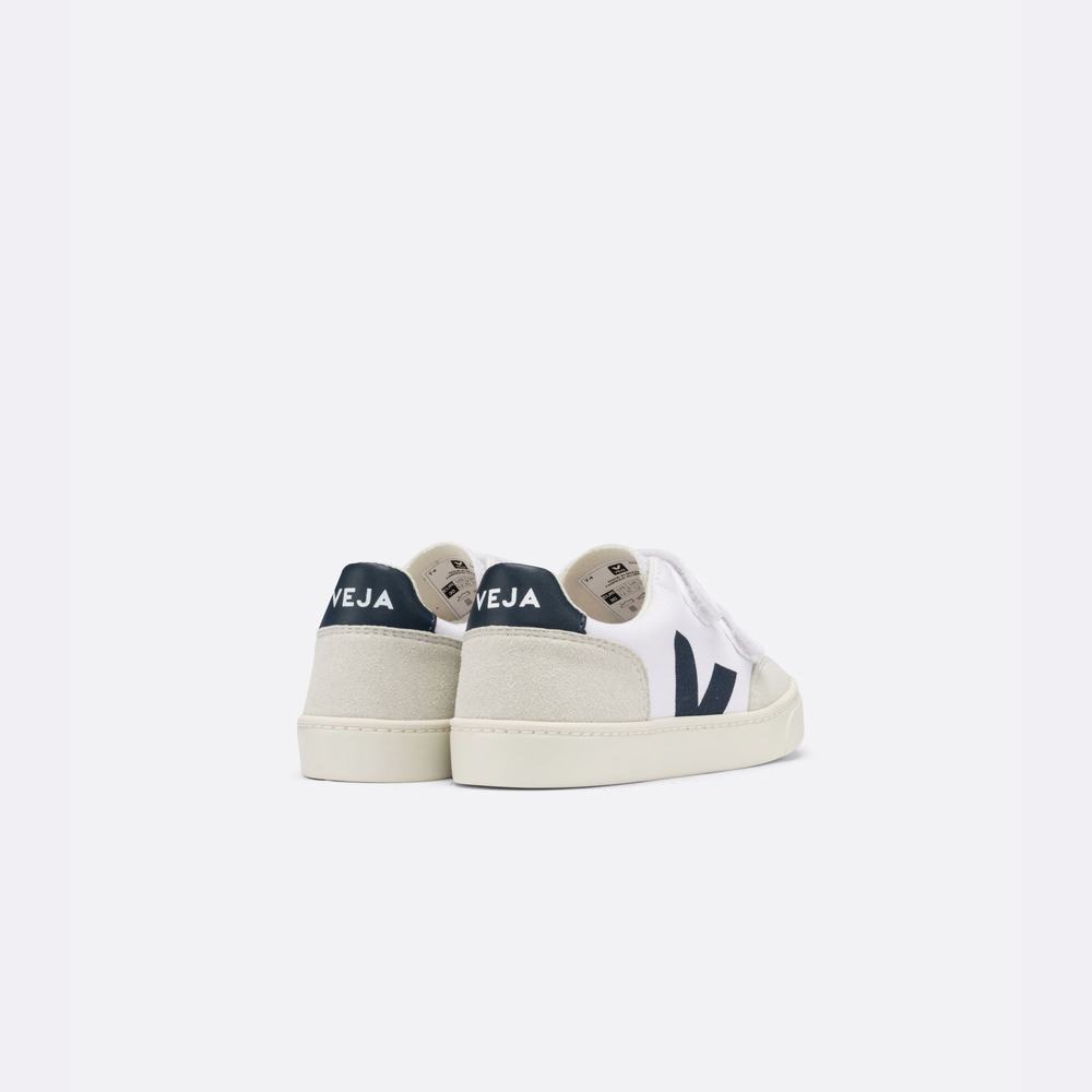 Kids' Veja V-12 Canvas Sneakers White/Beige | UAE-19842