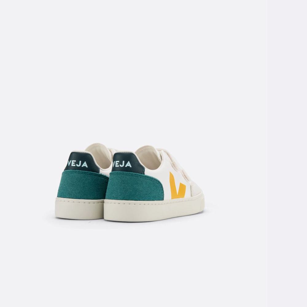 Kids' Veja V-12 Chromefree Leather Sneakers Multicolor/Brown | UAE-91247