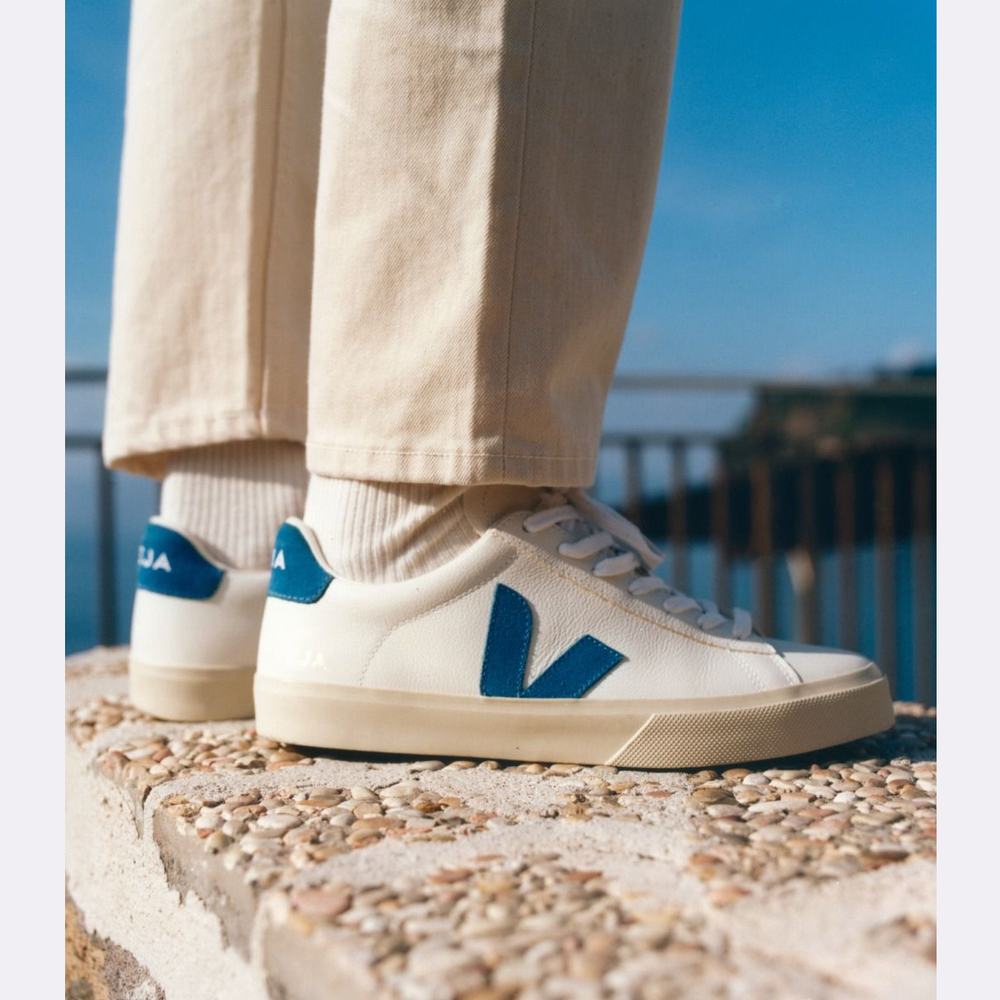 Men's Veja Campo Chromefree Sneakers White/Blue | UAE-84092