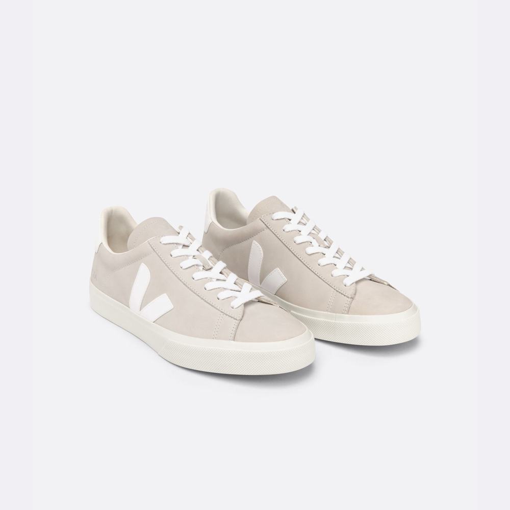 Men's Veja Campo Nubuck Sneakers Beige/White | UAE-59731