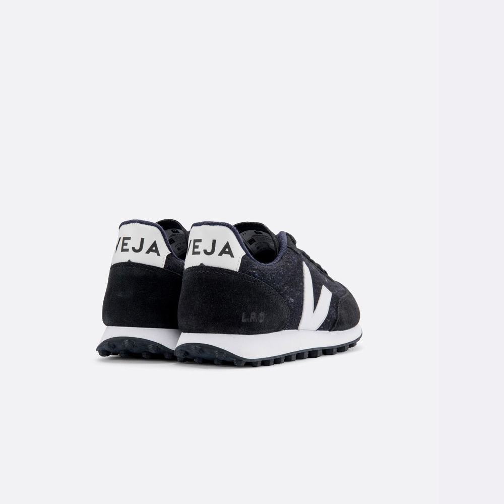 Men's Veja Rio Branco Flannel Sneakers White/Black | UAE-48092