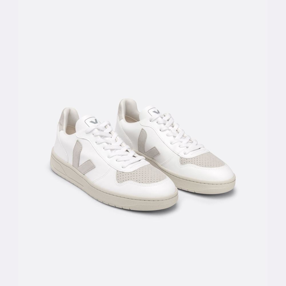 Men's Veja V-10 Cwl Sneakers White/Beige | UAE-71580