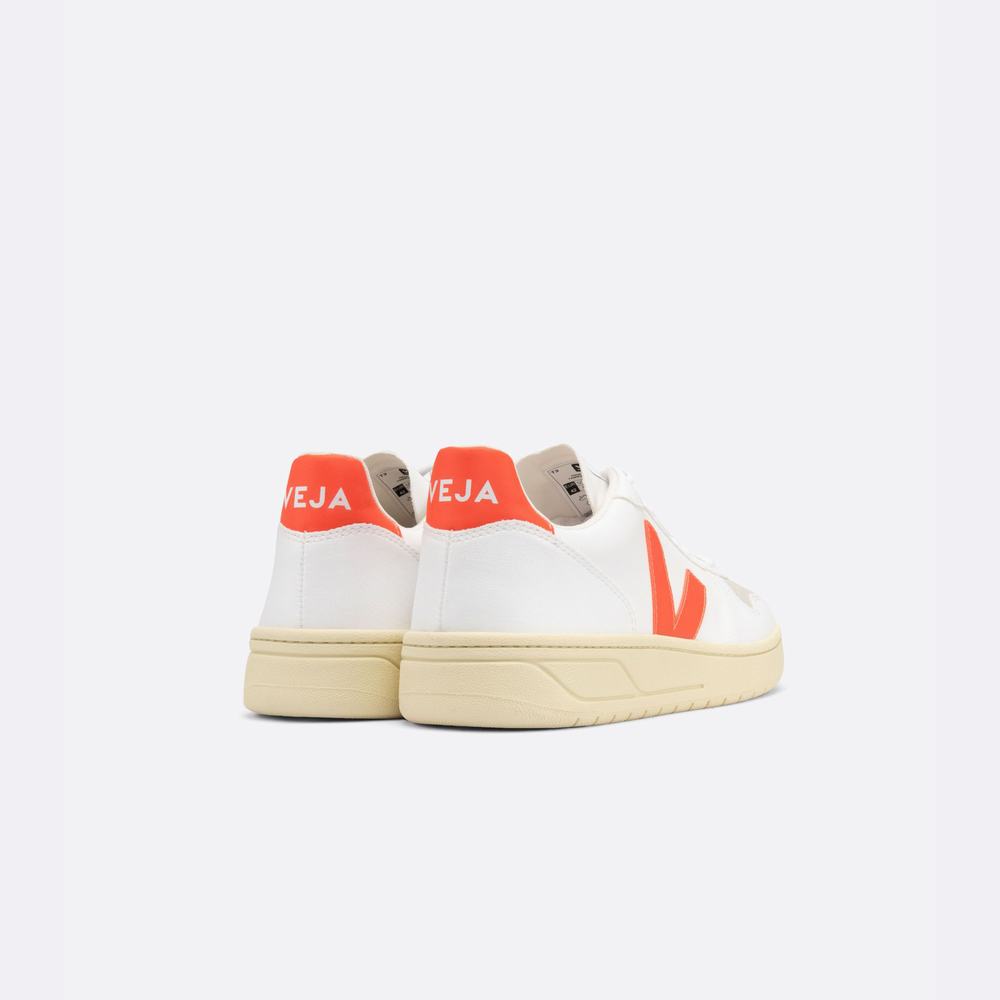 Men's Veja V-10 Cwl Sneakers White/Orange | UAE-20493