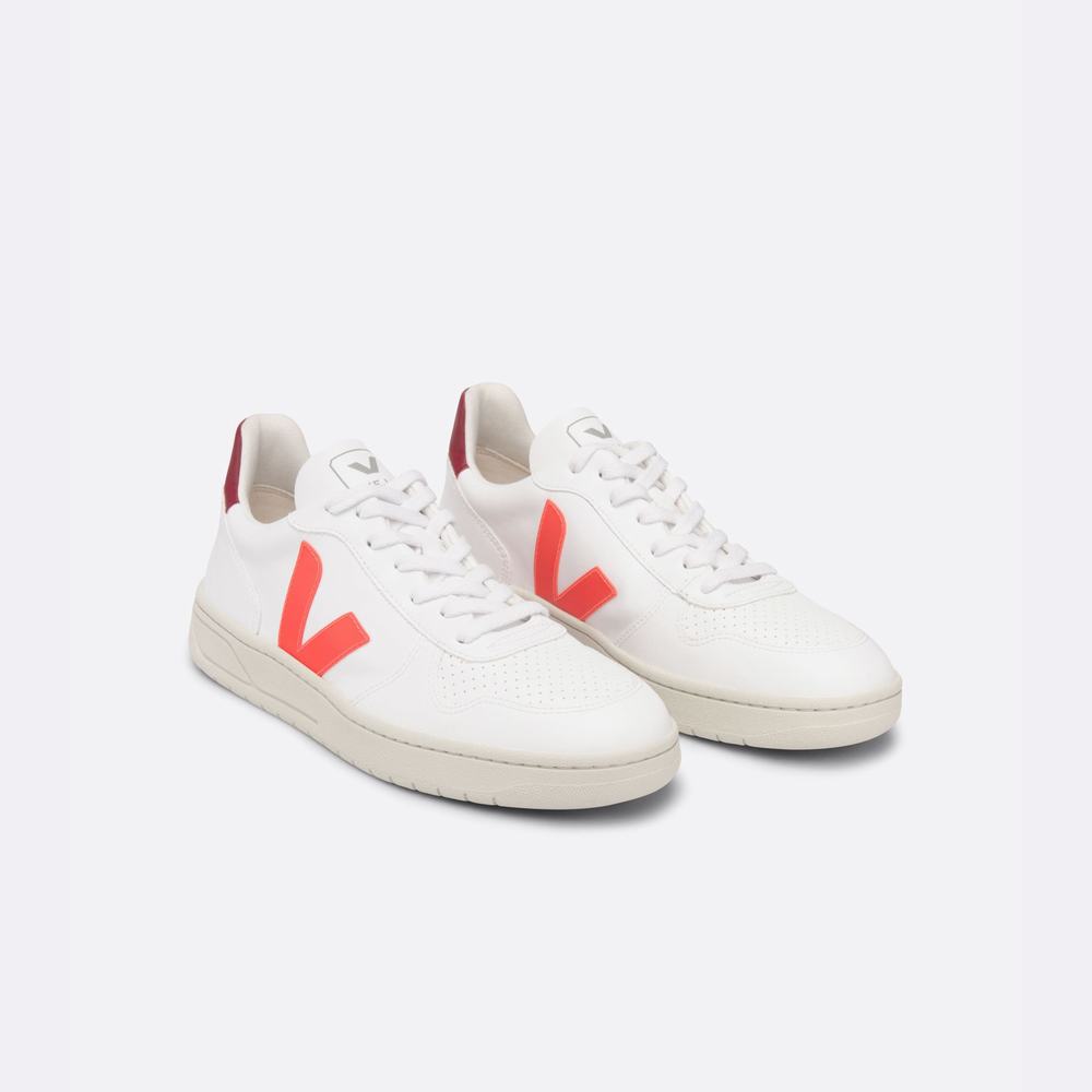 Men's Veja V-10 Cwl Sneakers White/Orange | UAE-27368