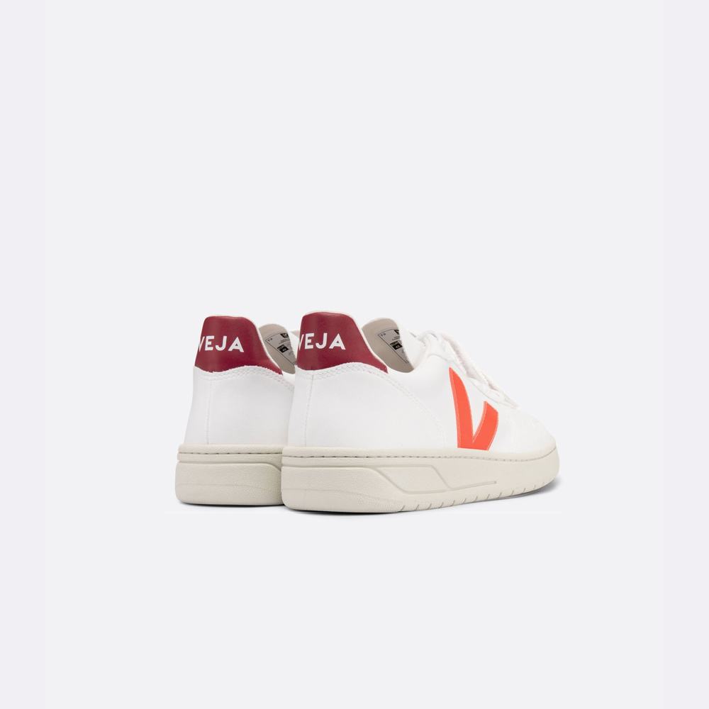 Men's Veja V-10 Cwl Sneakers White/Orange | UAE-27368