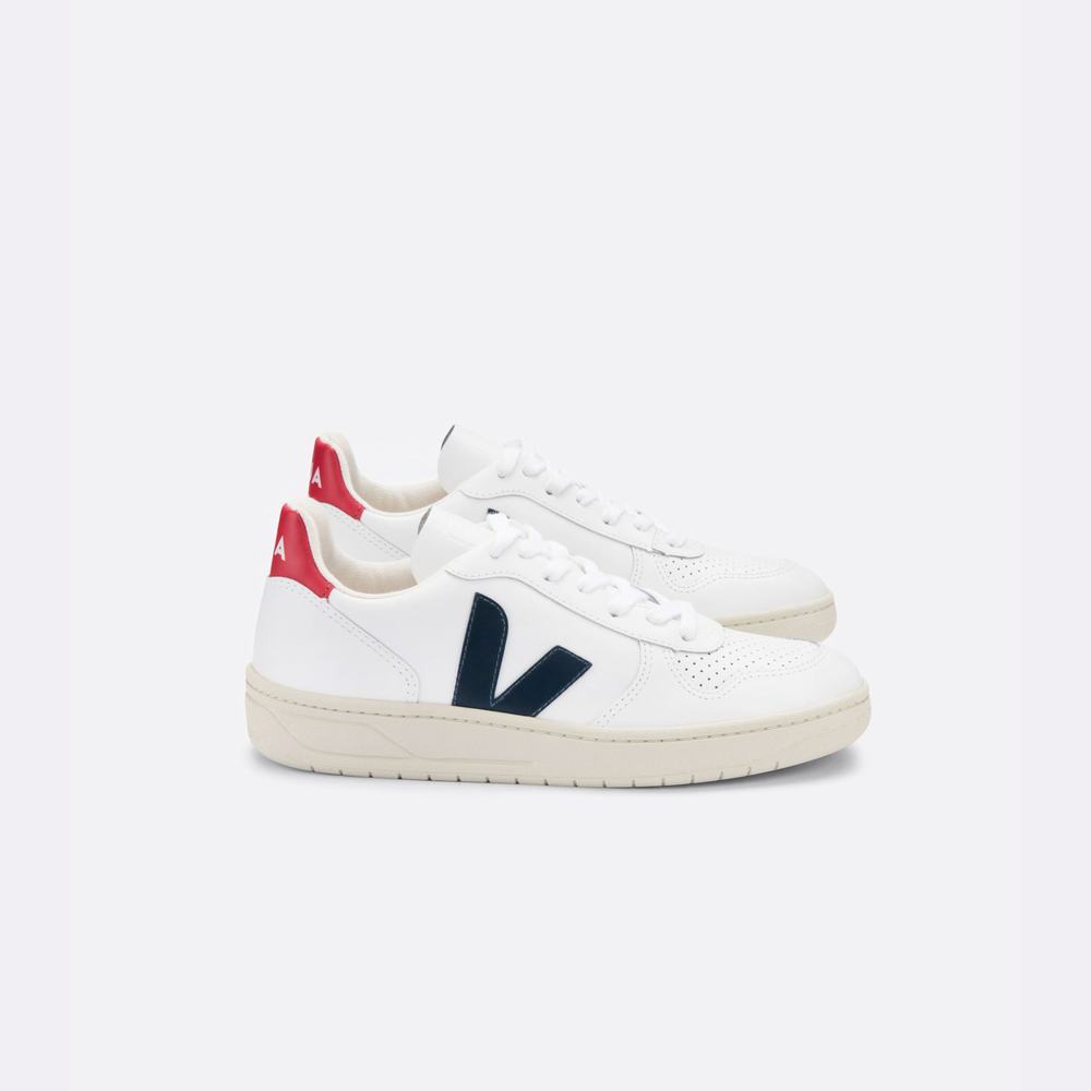 Men\'s Veja V-10 Leather Sneakers White | UAE-65984