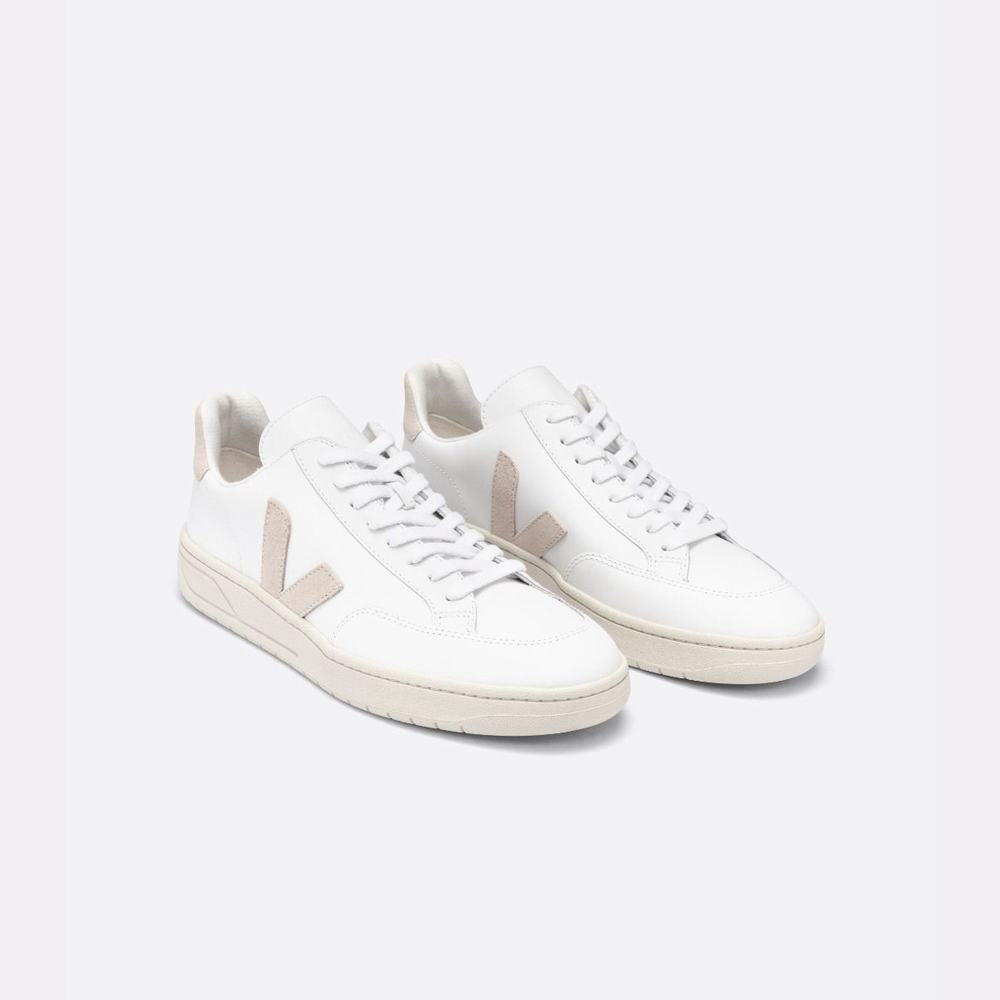 Men's Veja V-12 Leather Sneakers White | UAE-19074