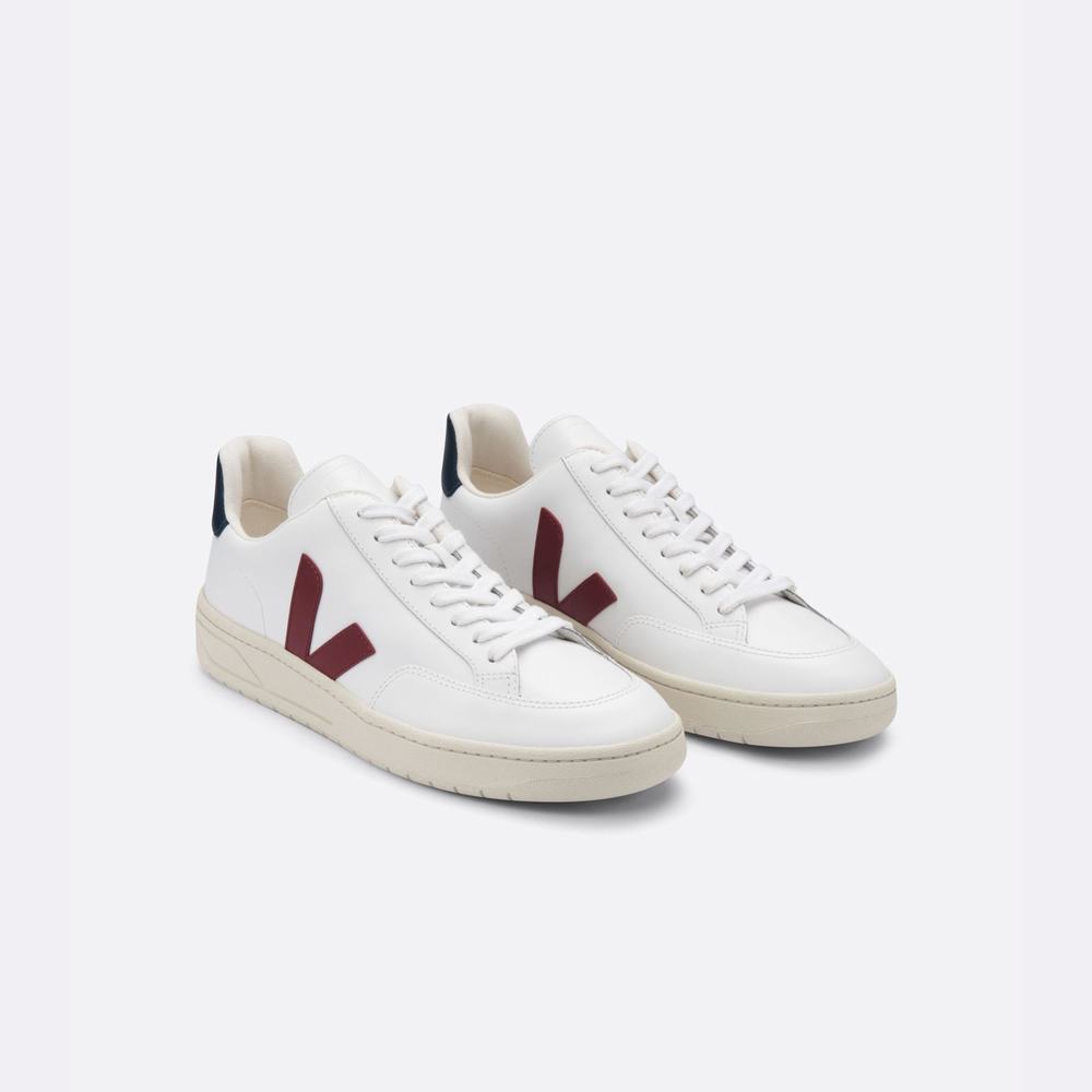 Men's Veja V-12 Leather Sneakers White | UAE-41839