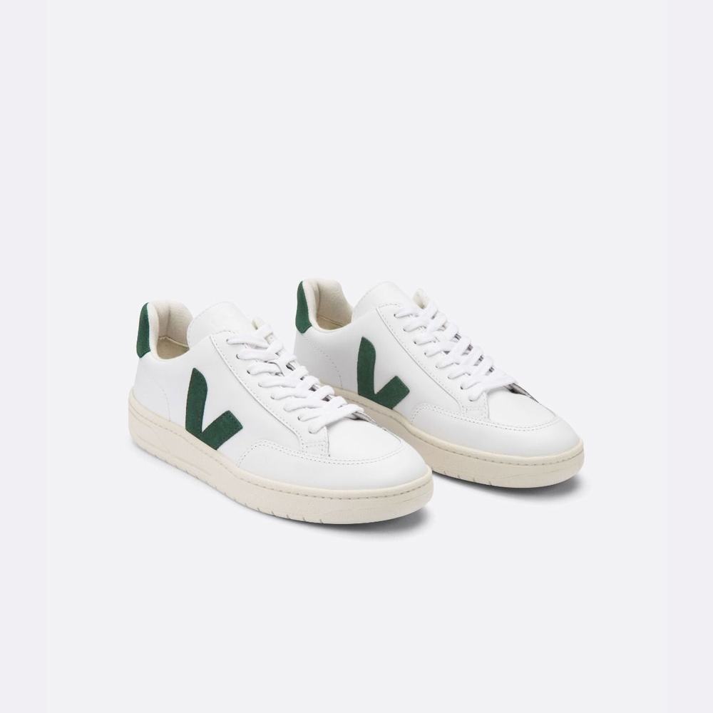 Men's Veja V-12 Leather Sneakers White | UAE-42109