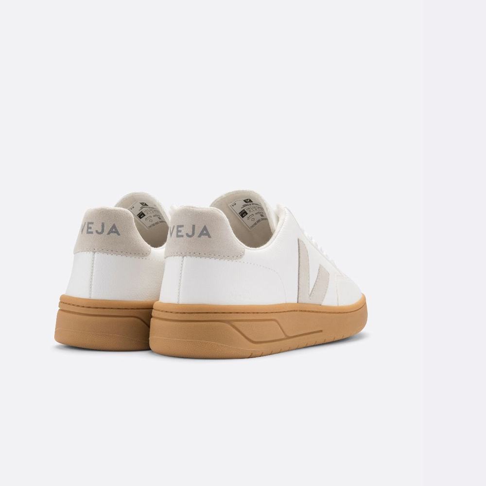 Men's Veja V-12 Leather Sneakers White/Beige | UAE-21349