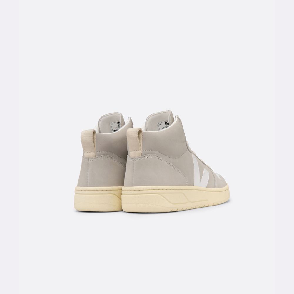 Men's Veja V-15 Nubuck Sneakers Beige/White | UAE-74082