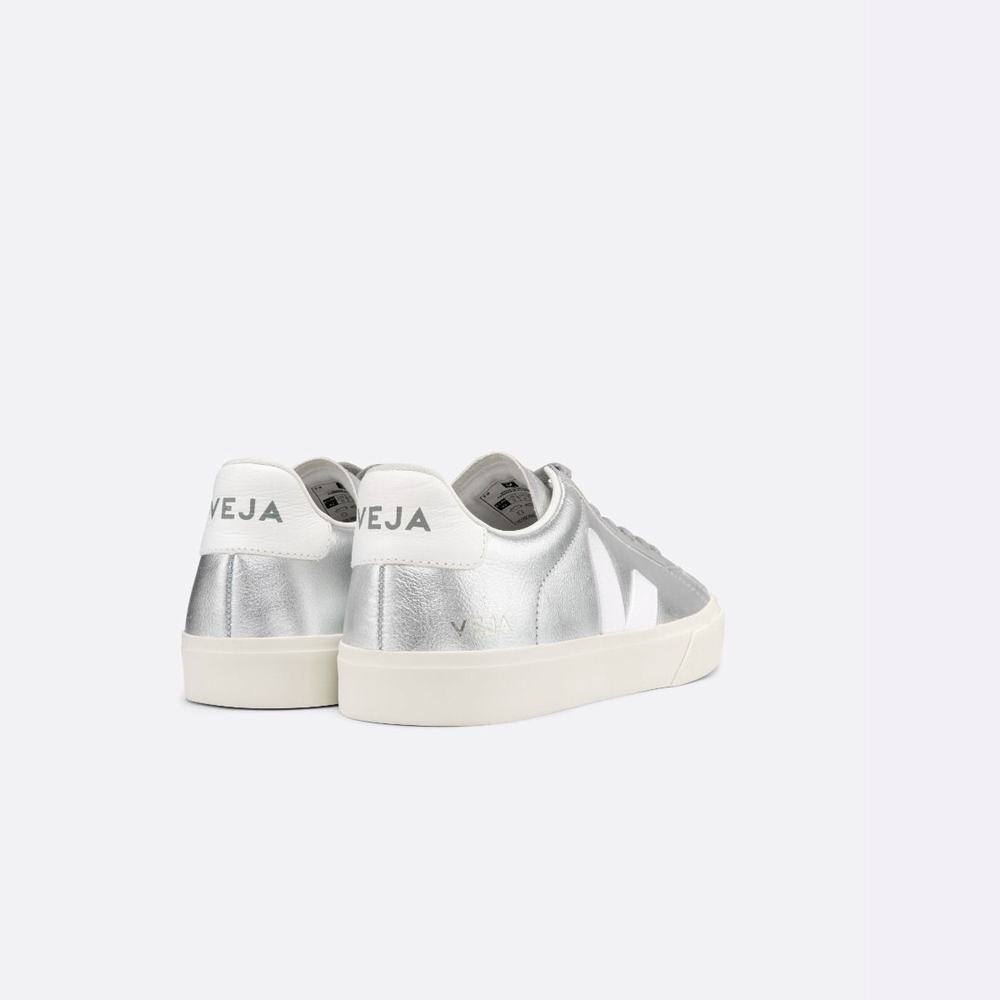 Women's Veja Campo Chromefree Sneakers Silver/White | UAE-20374