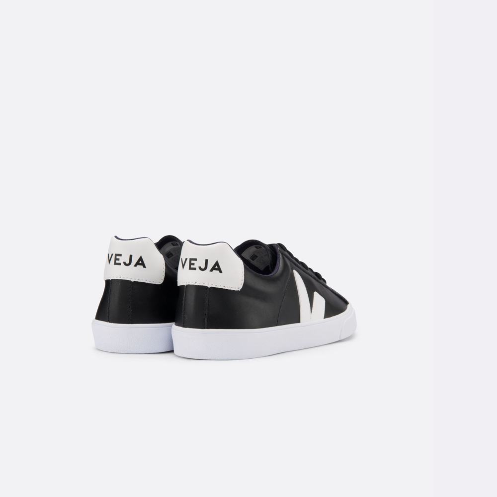 Women's Veja Esplar Leather Sneakers Black/White | UAE-32178