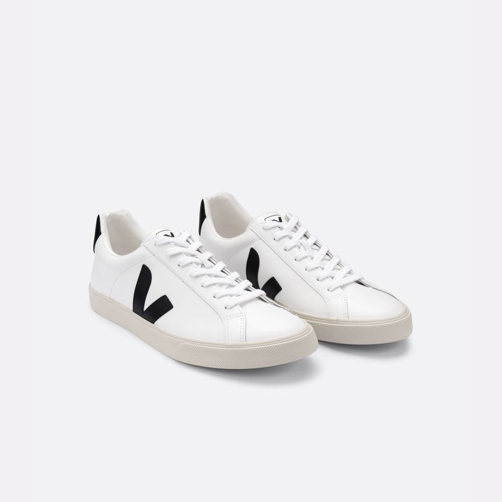 Women's Veja Esplar Leather Sneakers White/Black | UAE-12709