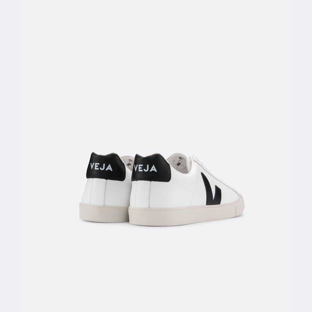 Women's Veja Esplar Leather Sneakers White/Black | UAE-12709