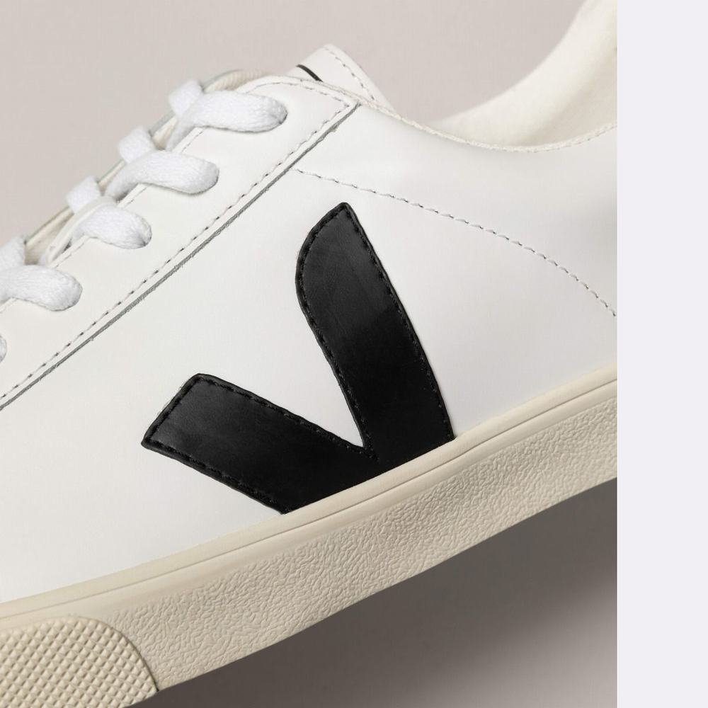 Women's Veja Esplar Leather Sneakers White/Black | UAE-12709