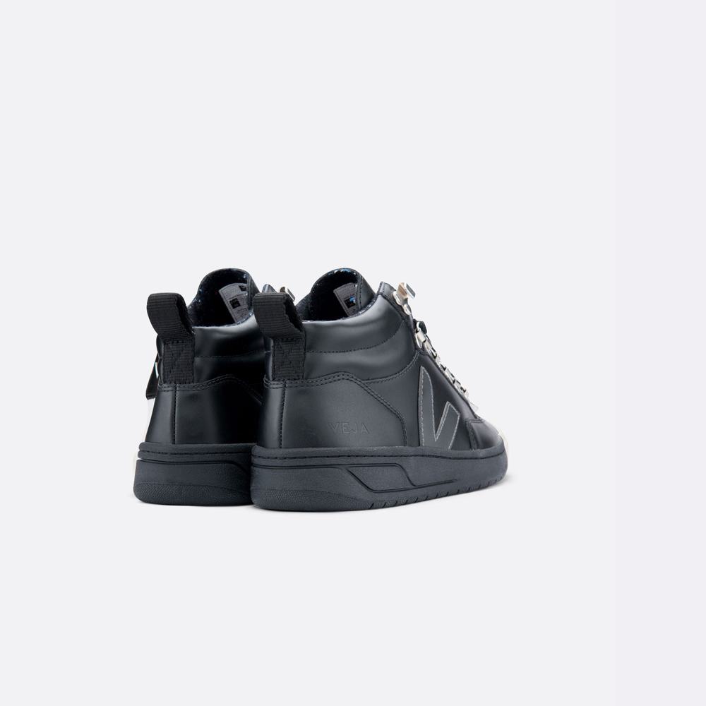 Women's Veja Roraima Leather Sneakers Black/Black | UAE-50348