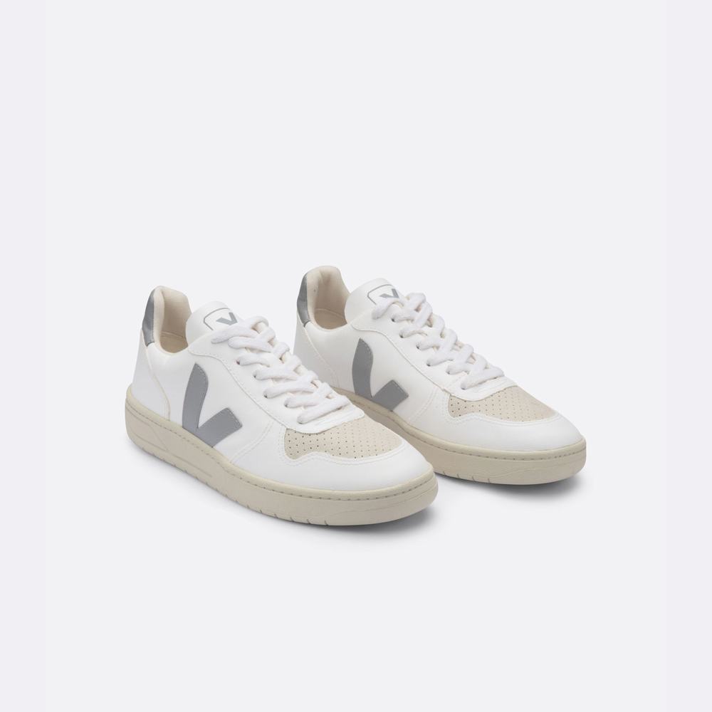 Women's Veja V-10 Cwl Sneakers White/Grey | UAE-82104