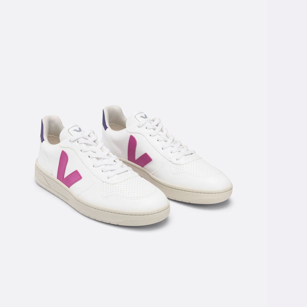 Women's Veja V-10 Cwl Sneakers White/Purple/Purple | UAE-91480