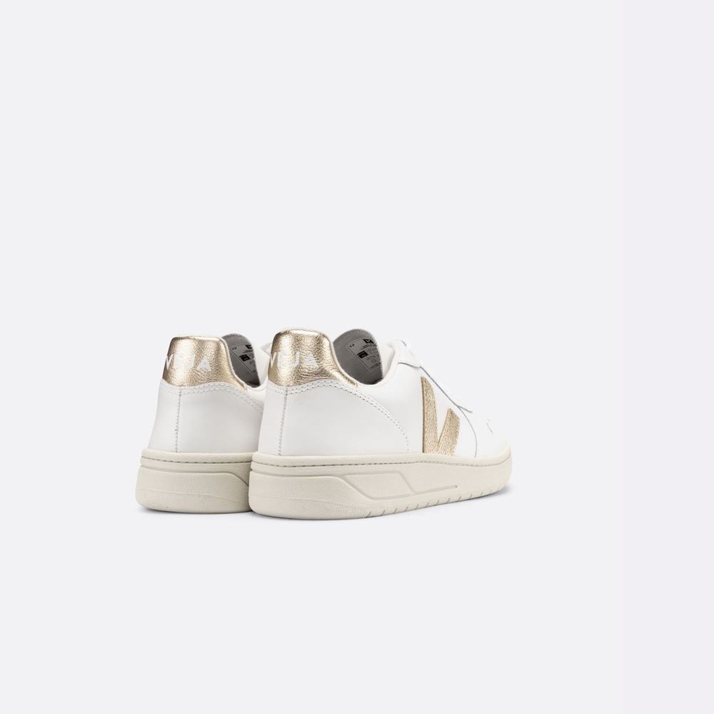 Women's Veja V-10 Leather Sneakers White | UAE-38295