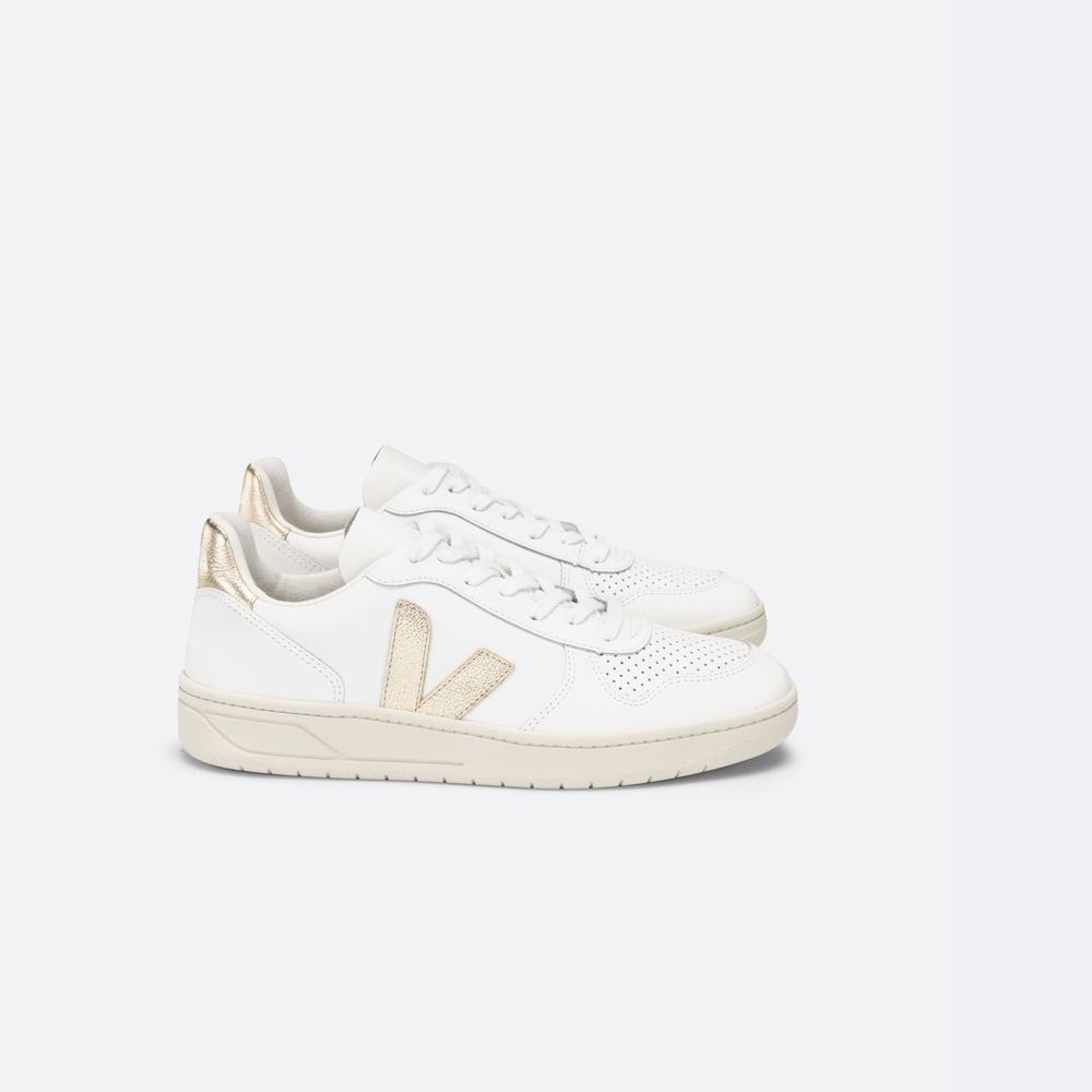 Women\'s Veja V-10 Leather Sneakers White | UAE-38295