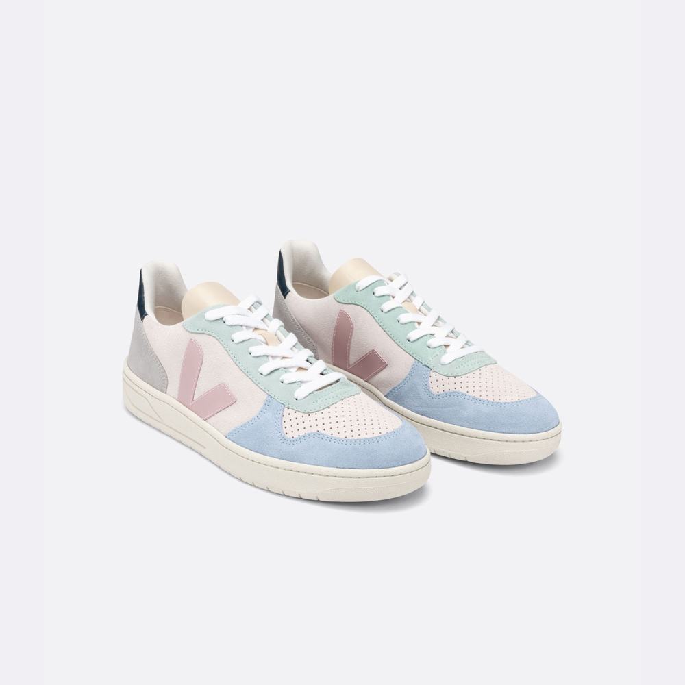 Women's Veja V-10 Suede Sneakers Multicolor/Beige | UAE-35810